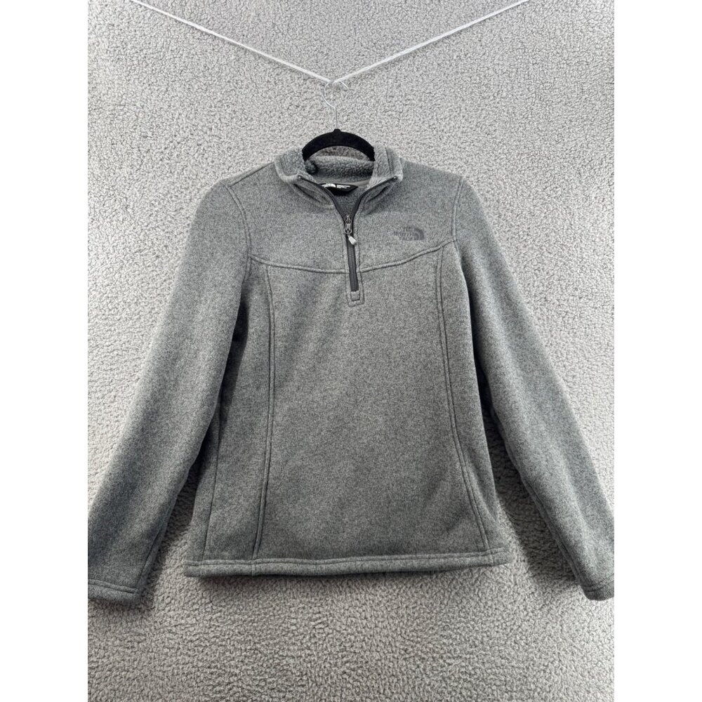 The North Face Womens Quarter-Zip Pullover Fleece Jacket Size M Gray Warm
